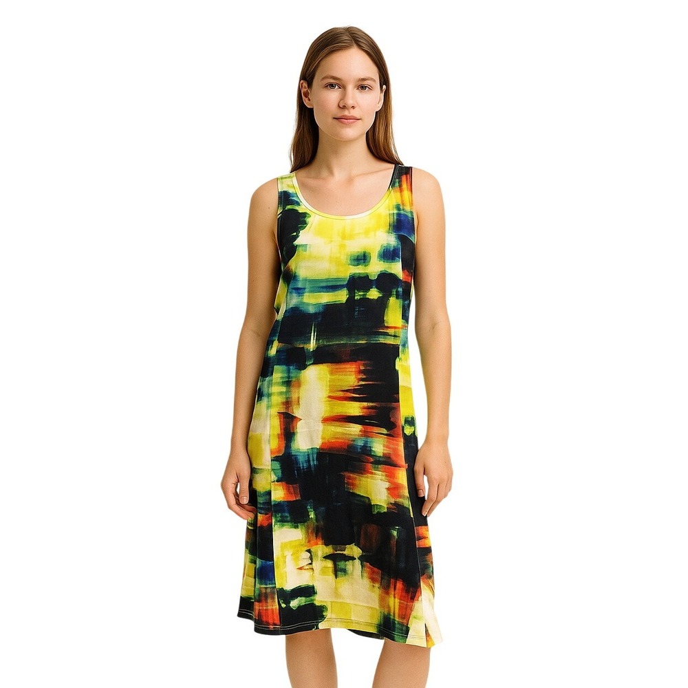 Worthington Dress Multicolor Sleeveless Abstract Modern Vibrant Resort Stretch‎